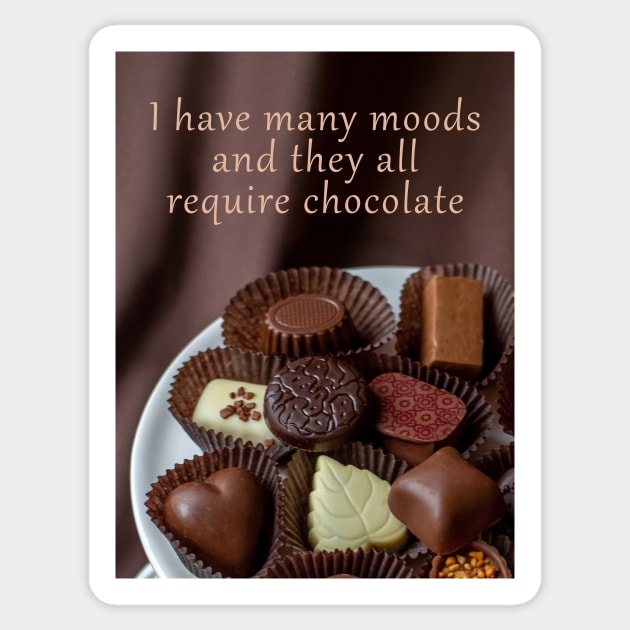 Delicious, creamy gourmet chocolate with quote Sticker by iyd39